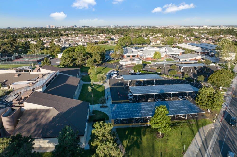 Solar panels on a small business commercial building