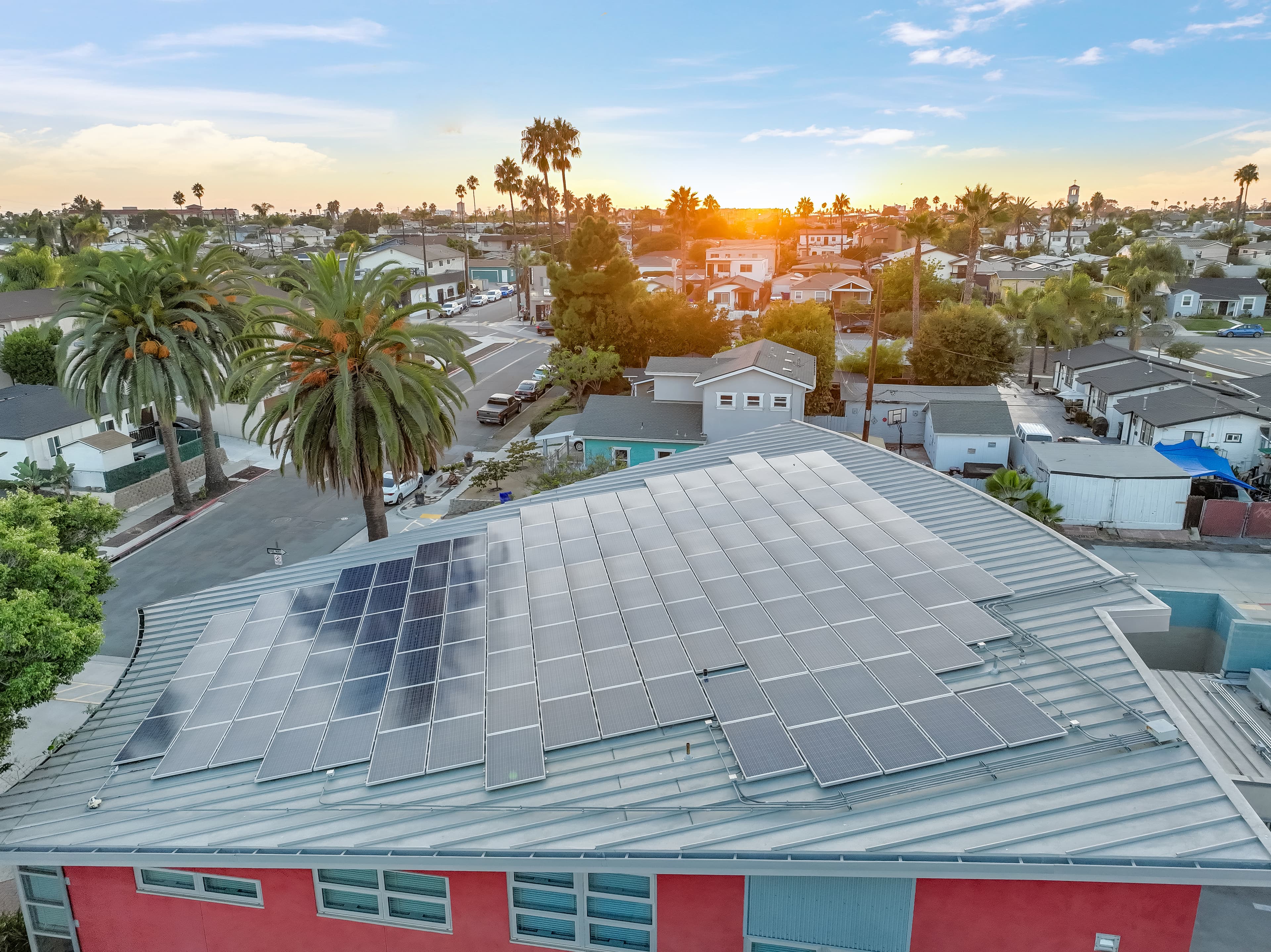 Commercial solar installation crew at work
